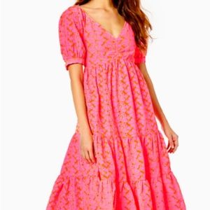 New Lilly Pulitzer pink Kina midi dress size 12 new with tags. Offers welcome!
